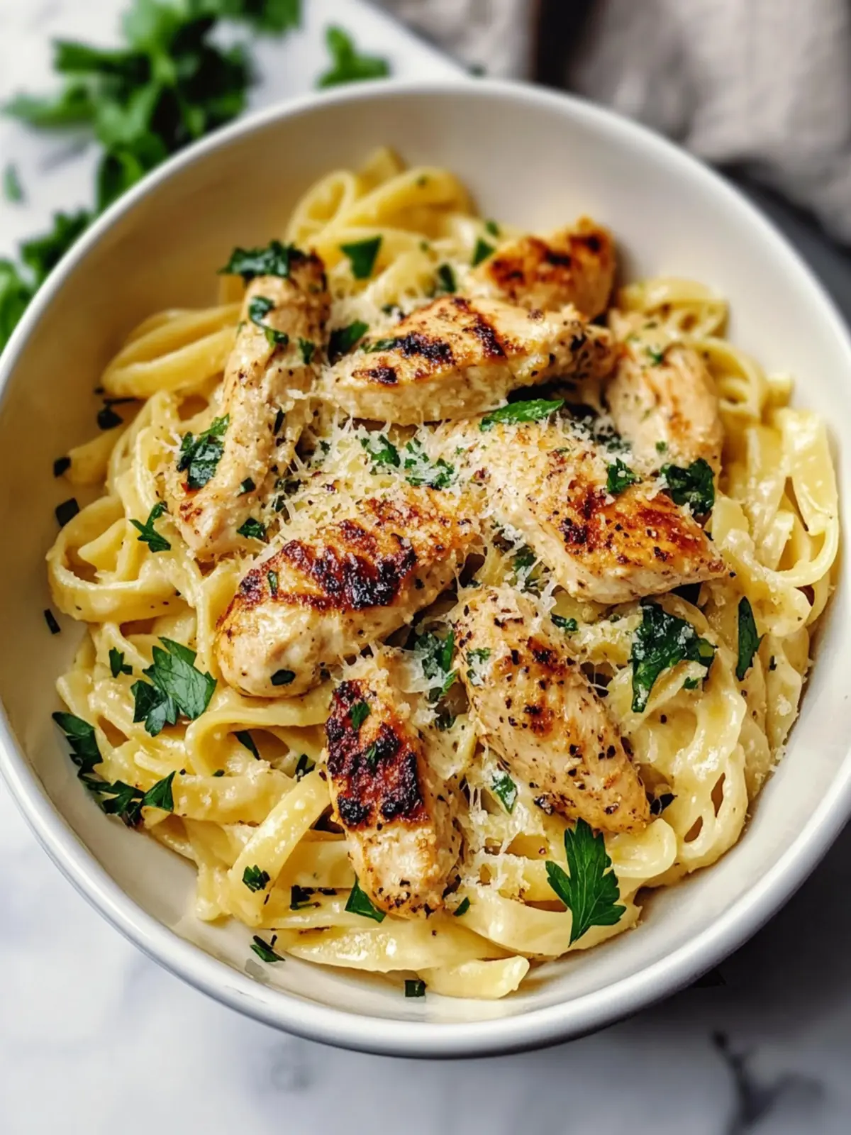 Healthy Garlic Parmesan Chicken Pasta