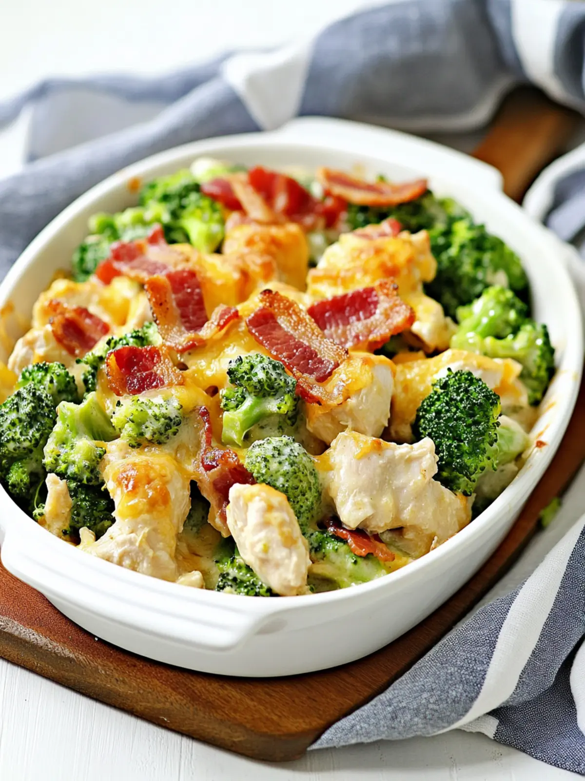 Low Carb Chicken Casserole with Broccoli and Bacon