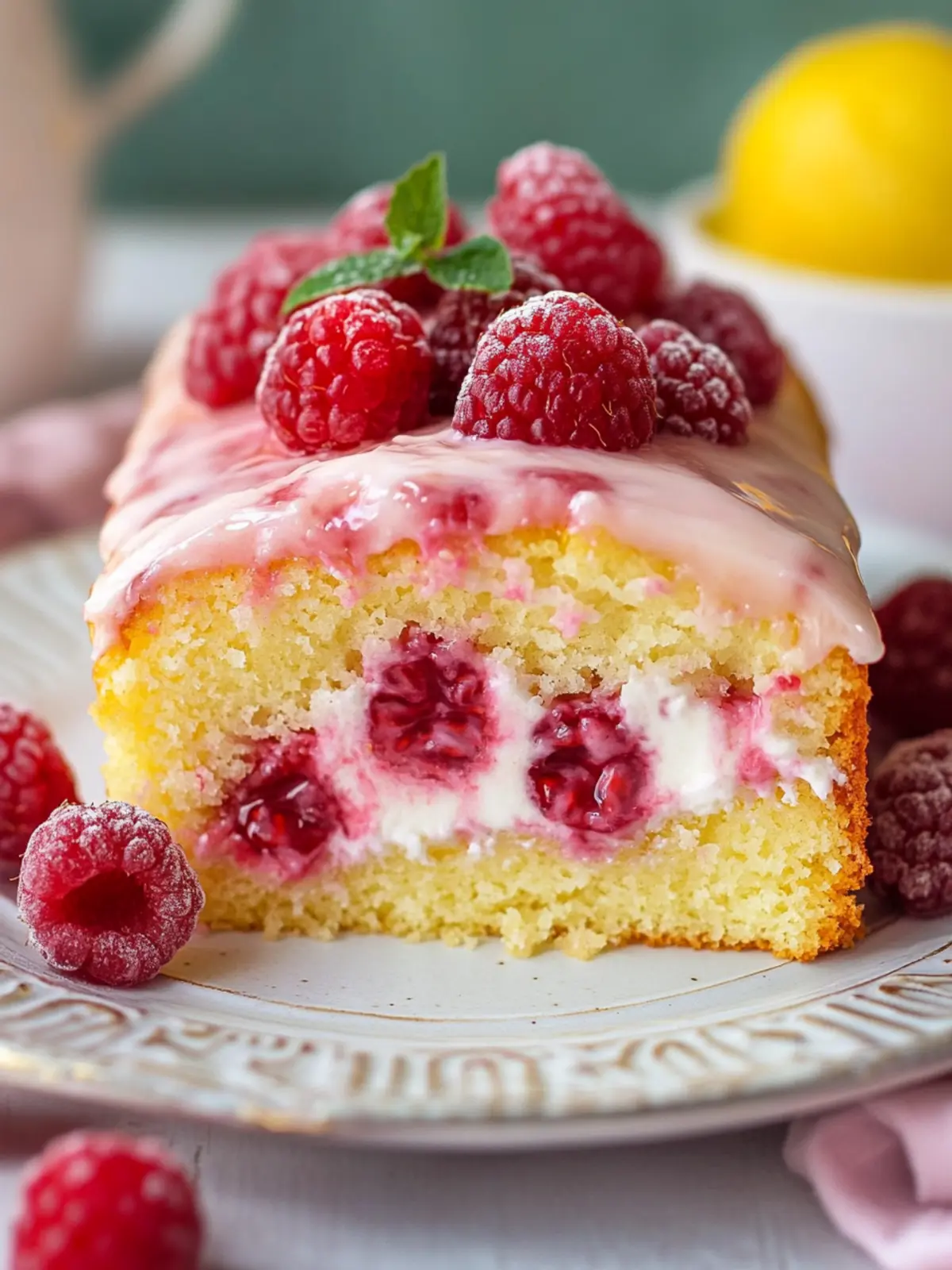 Lemon Raspberry Yogurt Cake