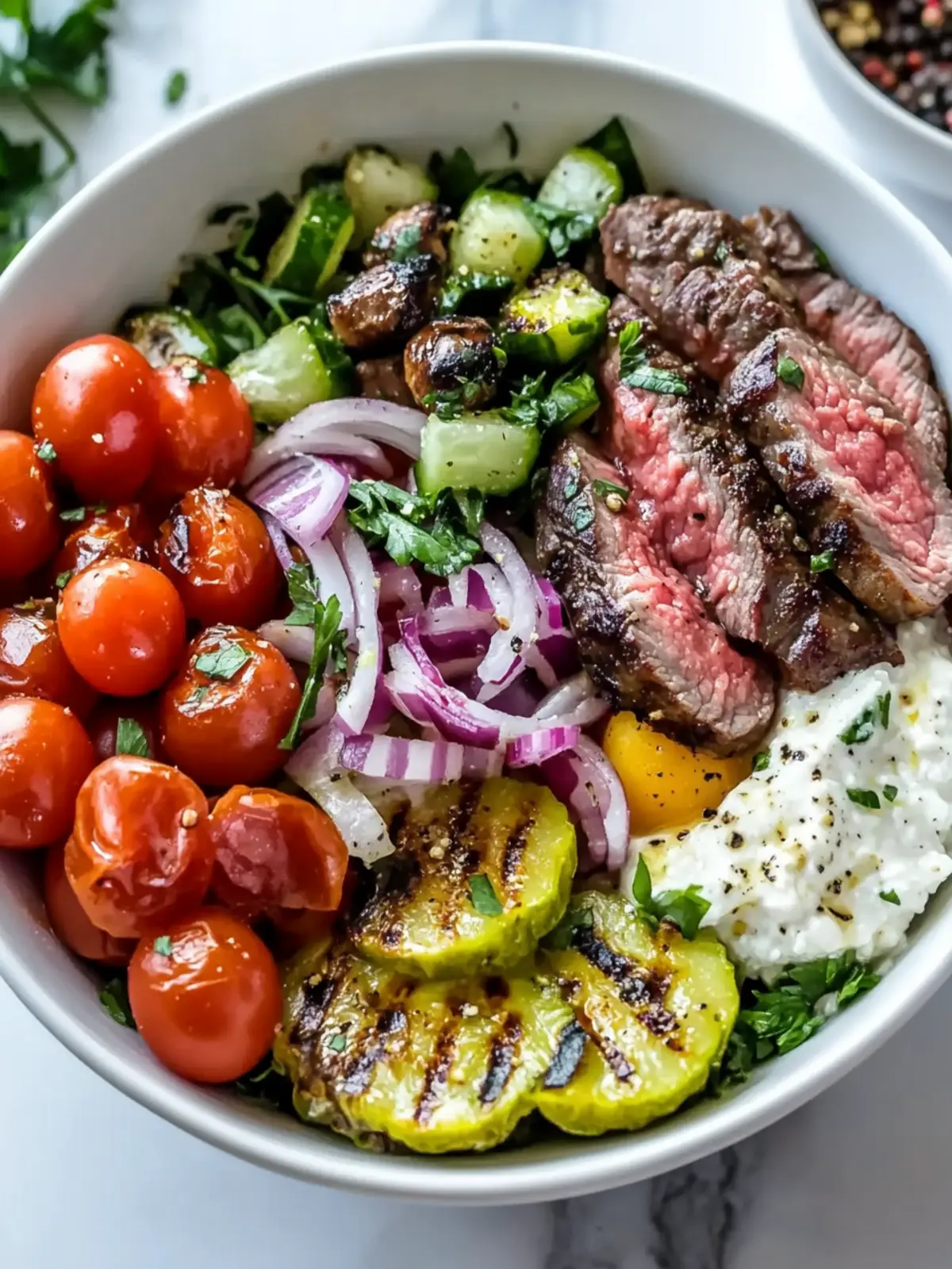 Quick & Easy Mediterranean Steak Bowl Recipe
