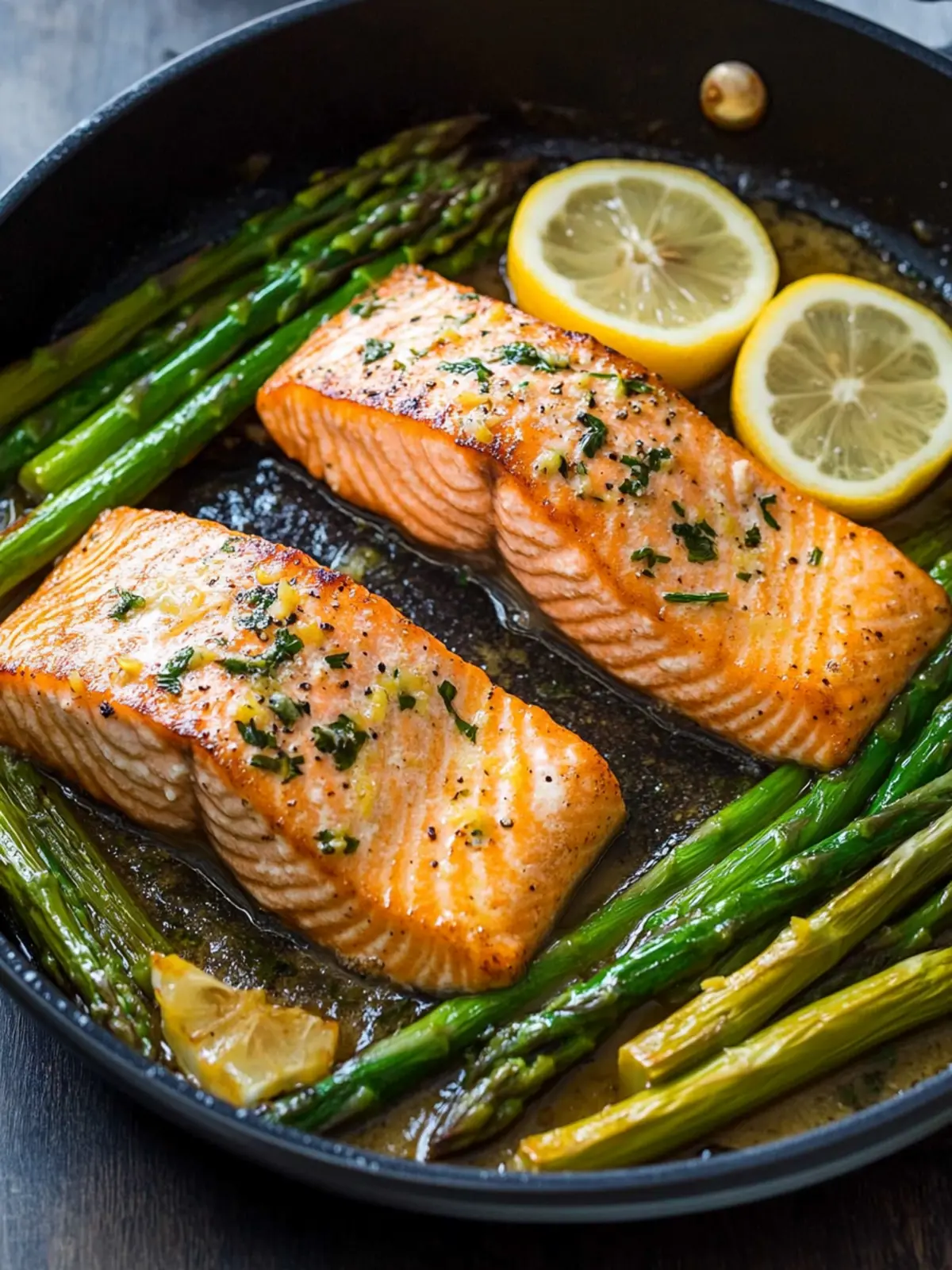 One-Pan Lemon Garlic Butter Salmon & Asparagus in 15 Minutes