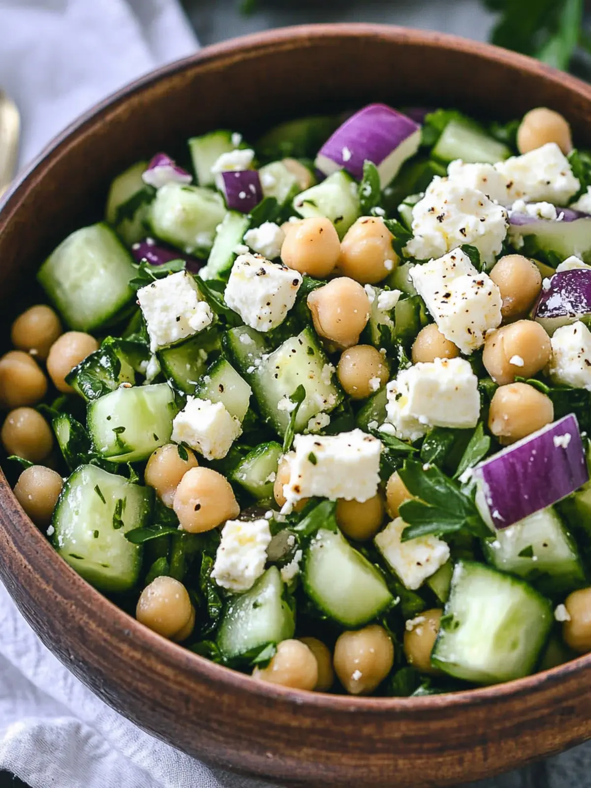 Chickpea Cucumber Feta Salad