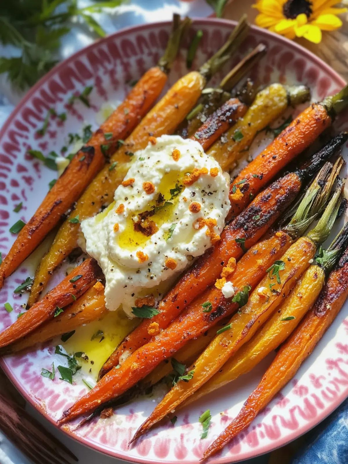 Sweet and Savory Honey Roasted Carrots with Whipped Ricotta