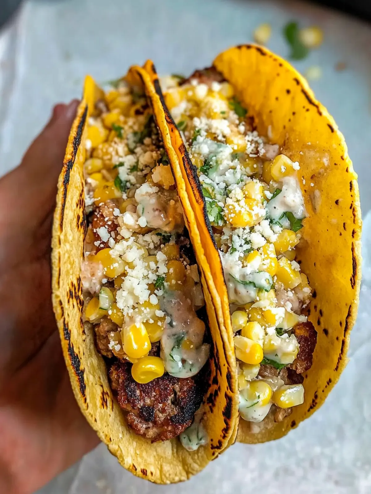 Street Corn Smash Burger Tacos