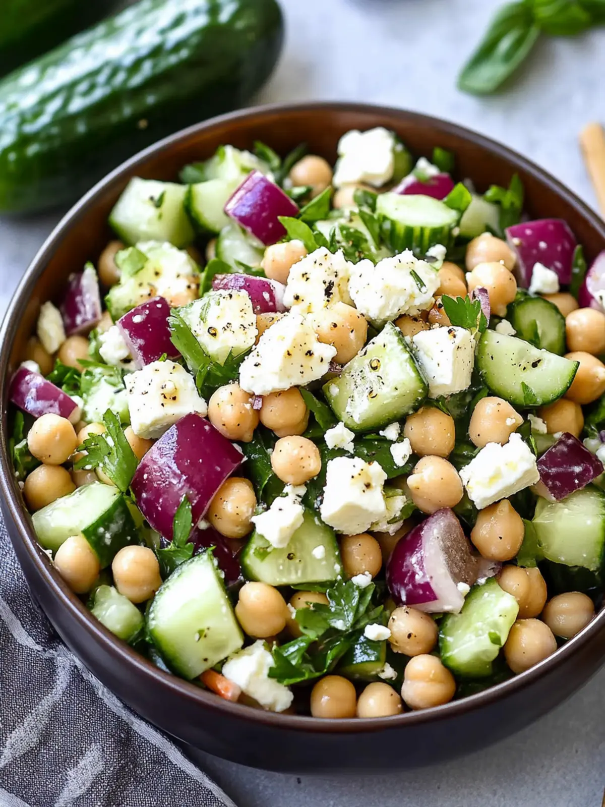 Chickpea Cucumber Feta Salad: A Fresh Fun Twist for Lunch