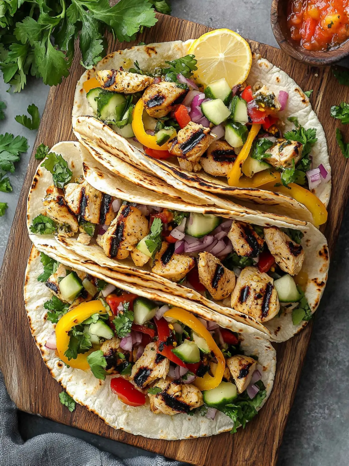 Grilled Mediterranean Chicken Tacos