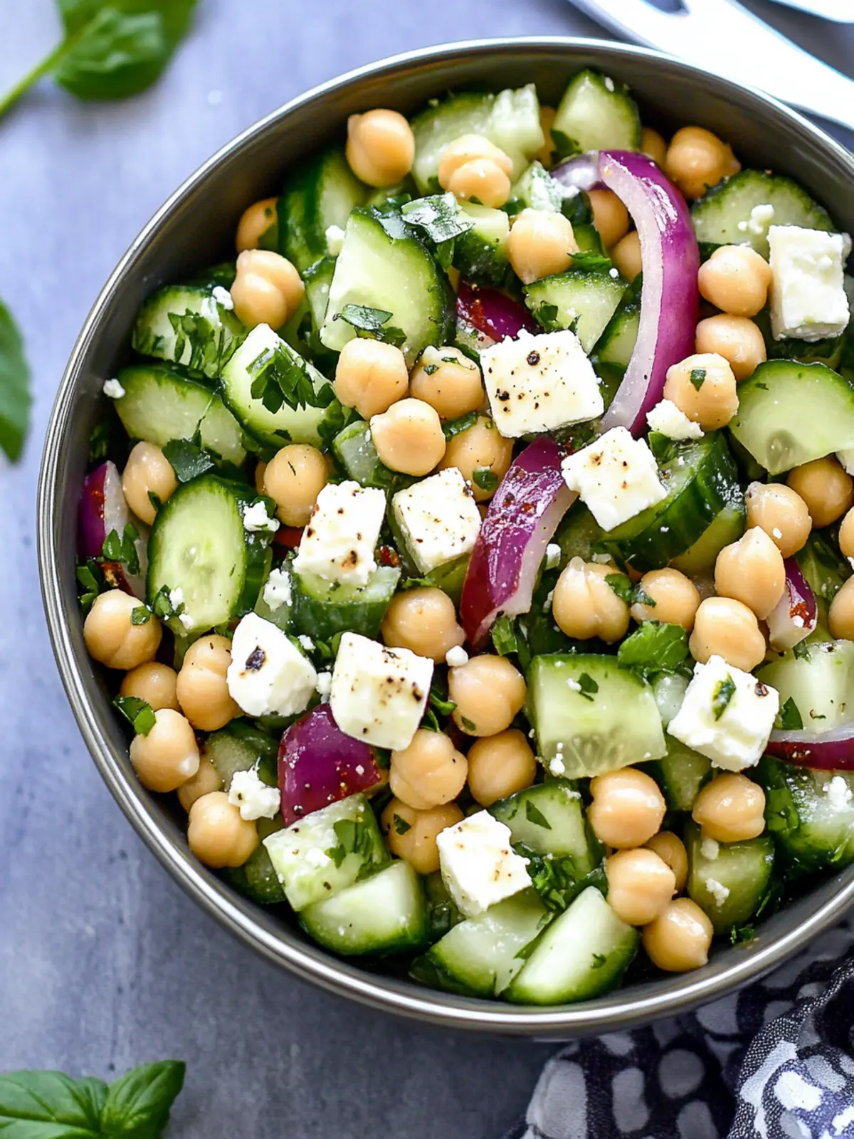 Chickpea Cucumber Feta Salad