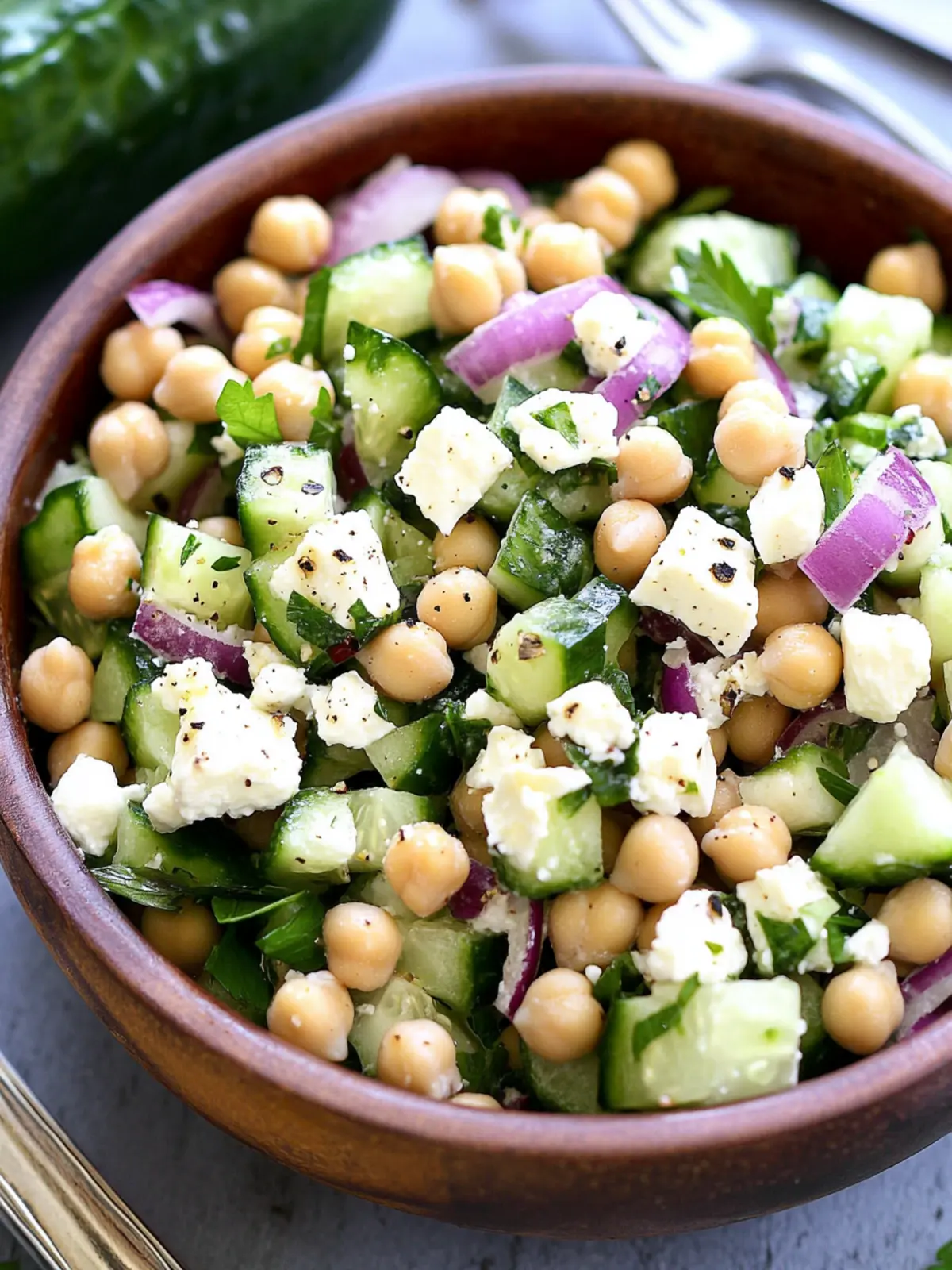 Chickpea Cucumber Feta Salad
