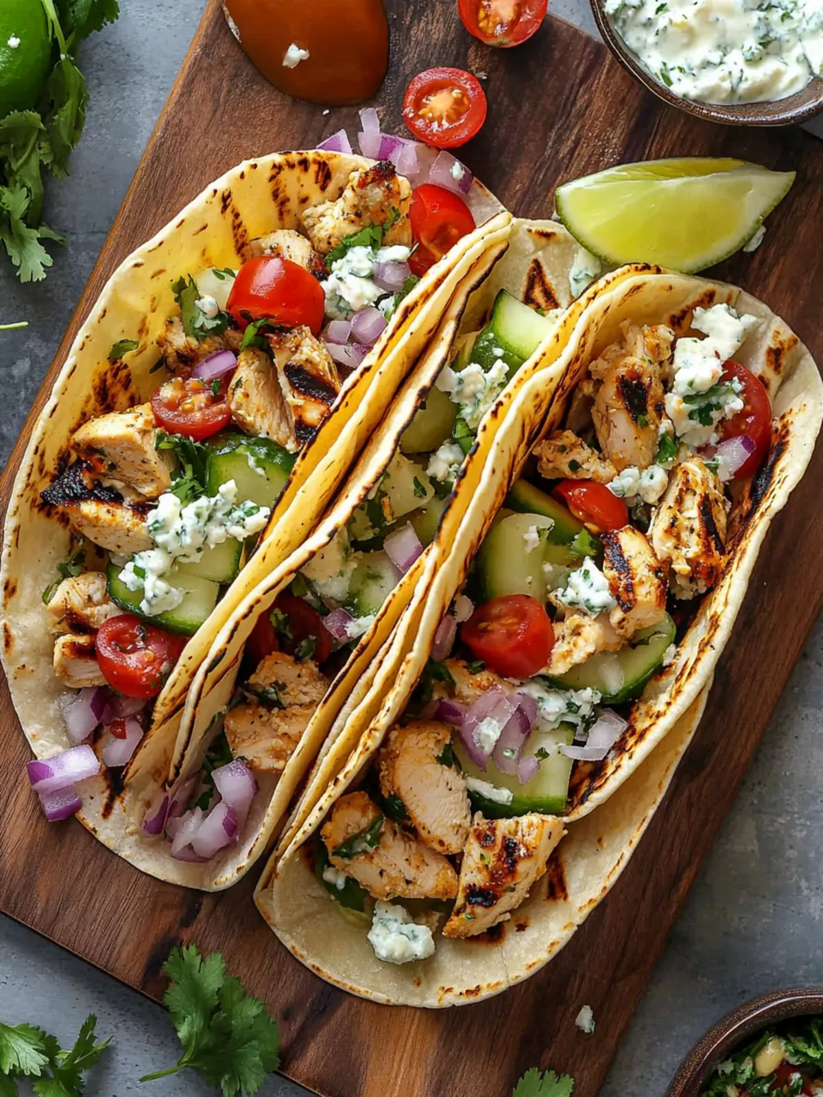 Grilled Mediterranean Chicken Tacos
