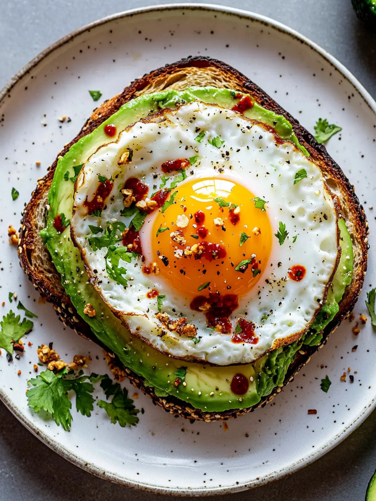 Avocado Toast with Chili Crunch & Egg Clouds