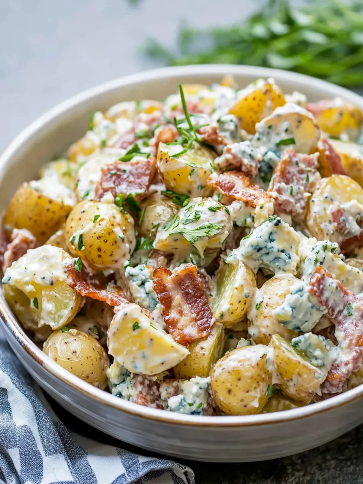 Bacon Blue Cheese Potato Salad - Creamy & Crunchy Crowd-Pleaser