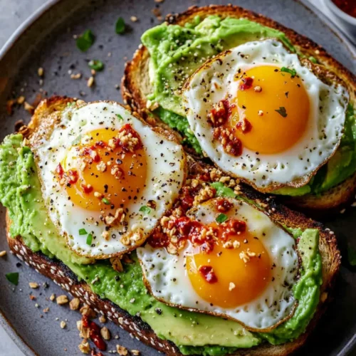 Avocado Toast with Chili Crunch & Egg Clouds