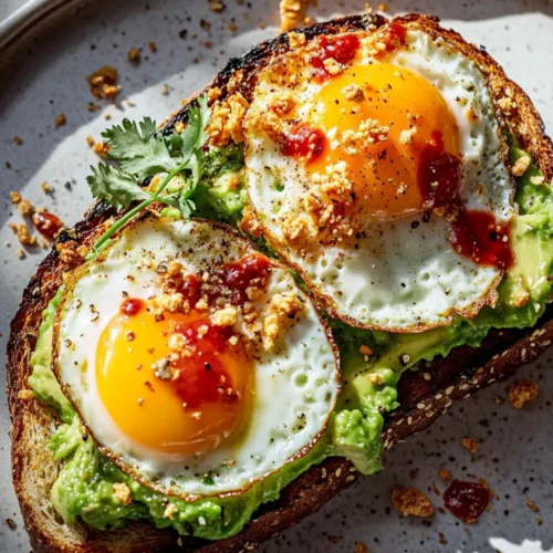 Avocado Toast with Chili Crunch & Egg Clouds