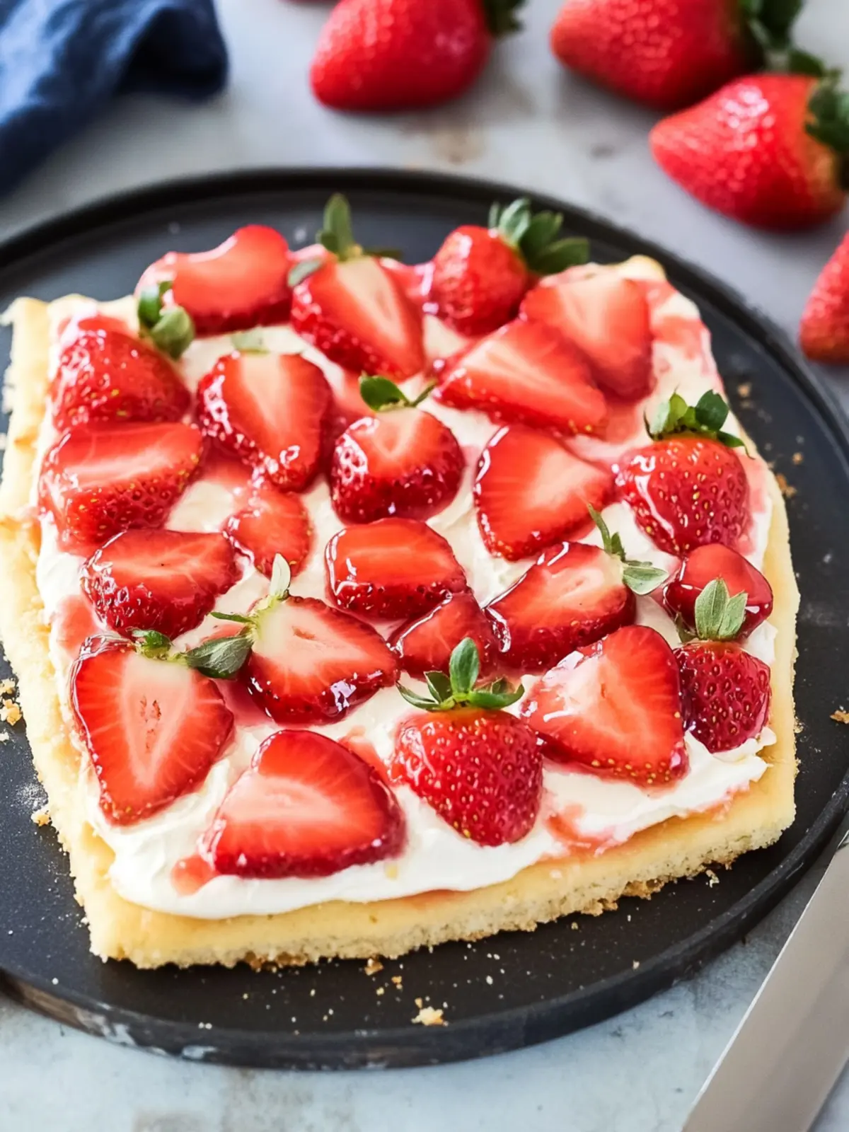 Strawberry Fruit Pizza (With Glazed Strawberries)