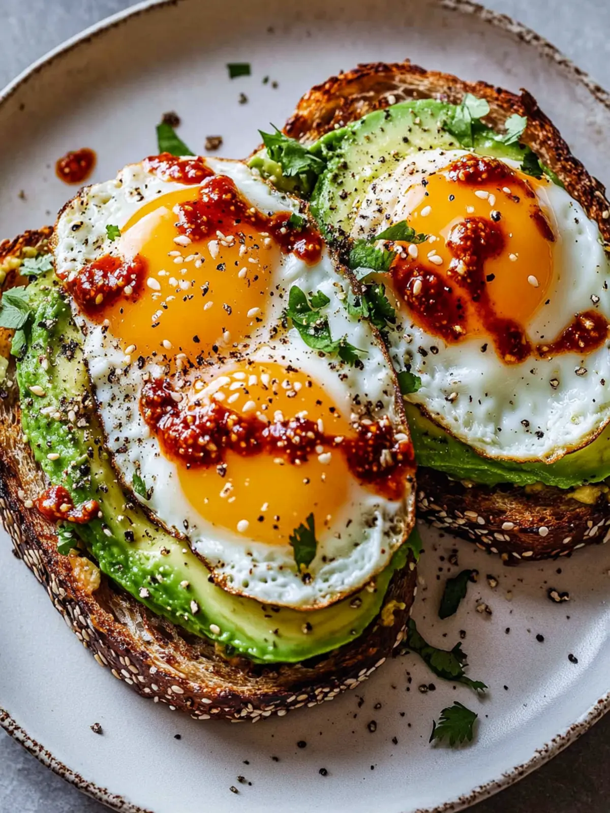 Avocado Toast with Chili Crunch & Egg Clouds