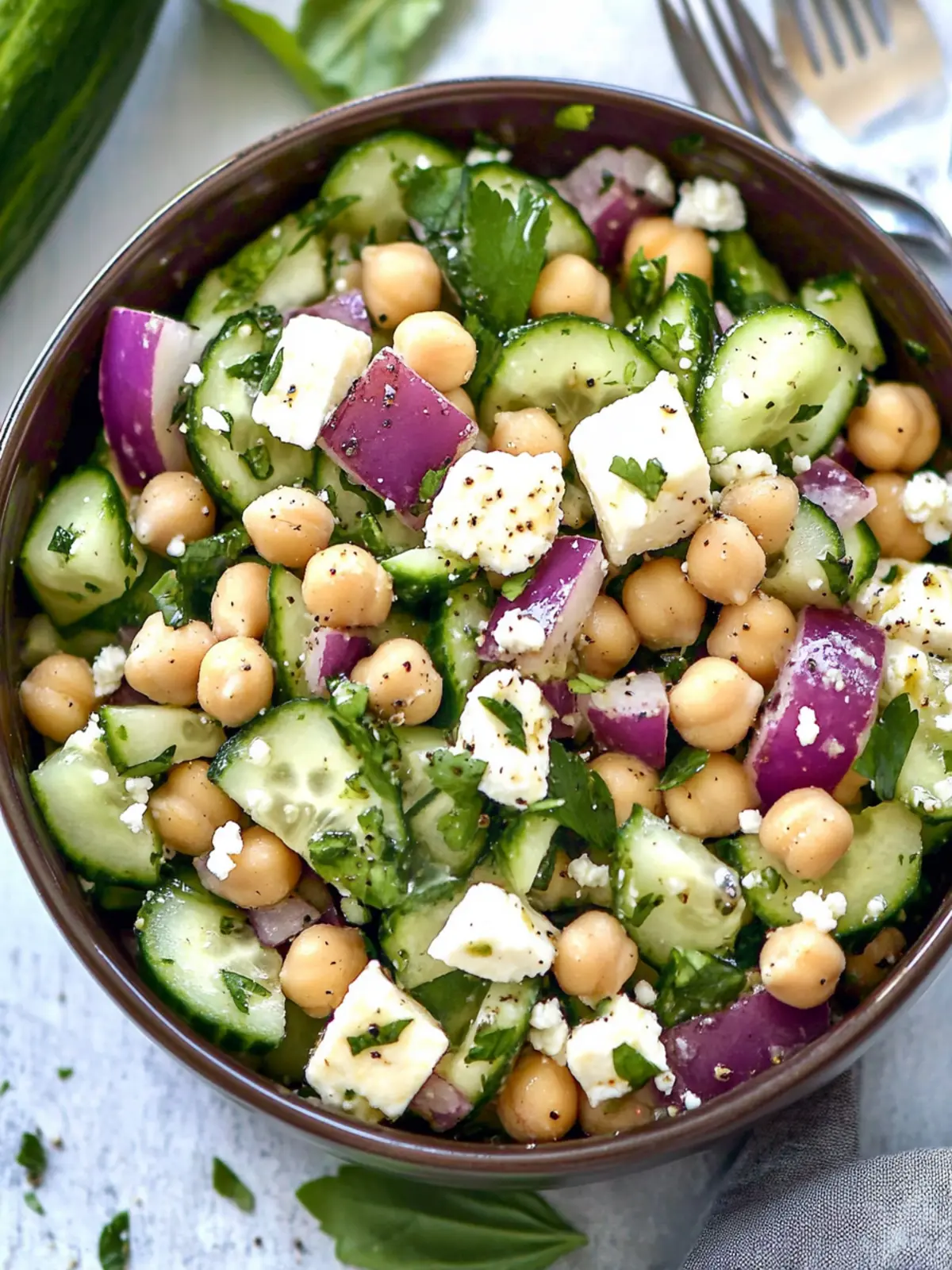 Chickpea Cucumber Feta Salad