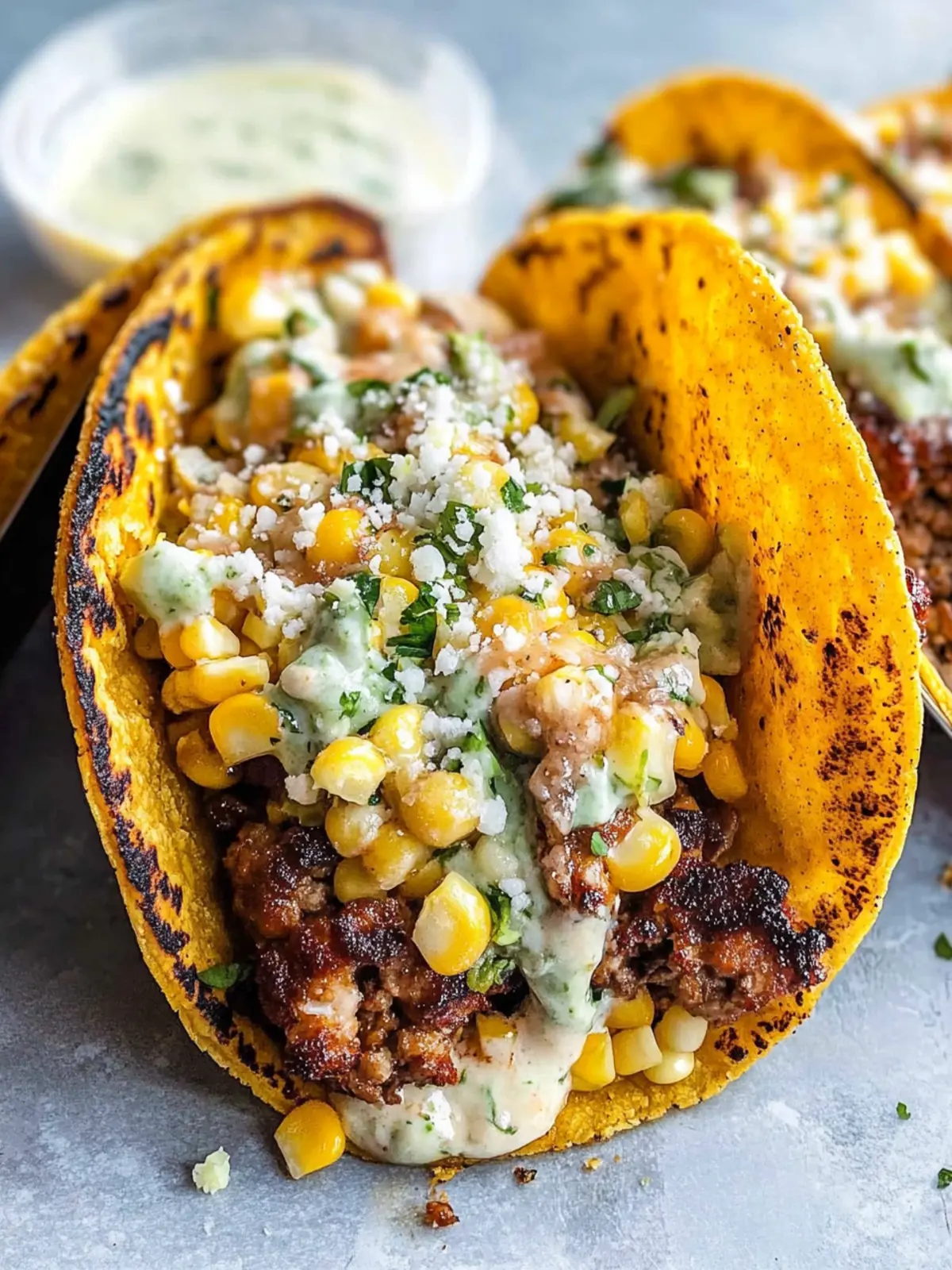 Street Corn Smash Burger Tacos