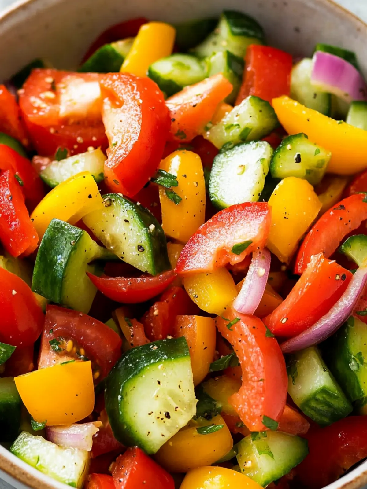 Tomato Cucumber Bell Pepper Salad