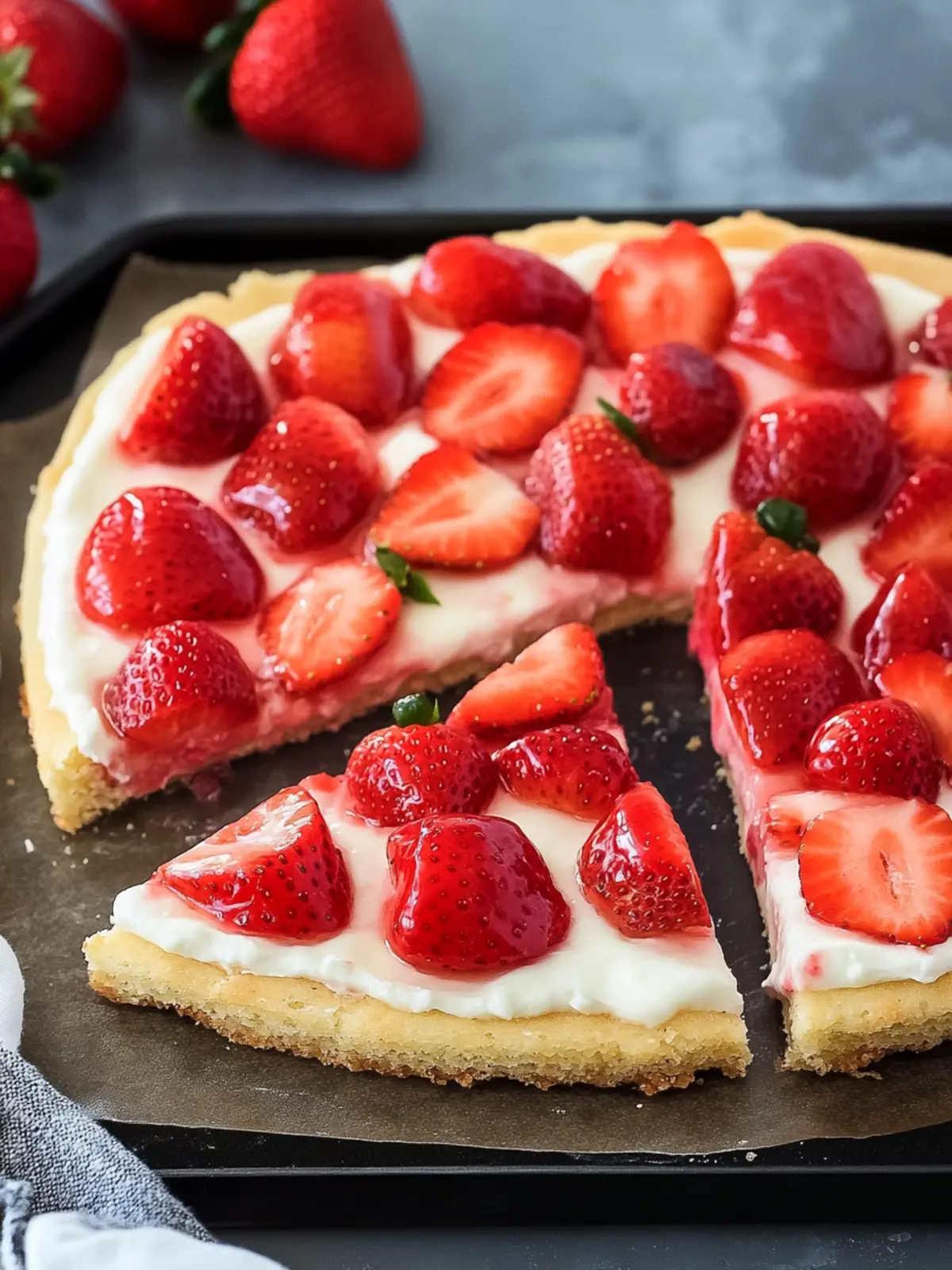 Strawberry Fruit Pizza (With Glazed Strawberries)