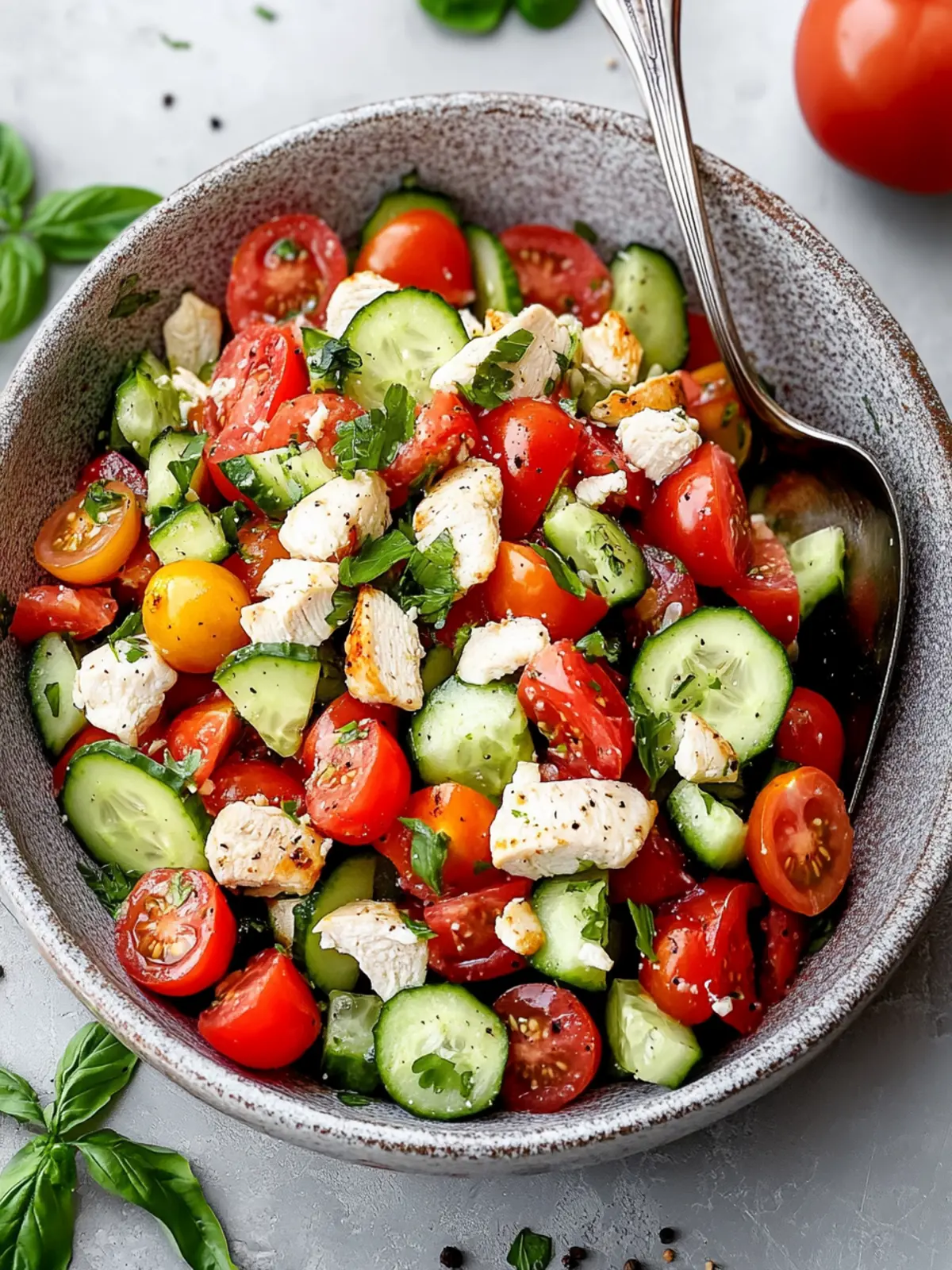Savory Chicken Cucumber and Tomato Salad Recipe for Summer