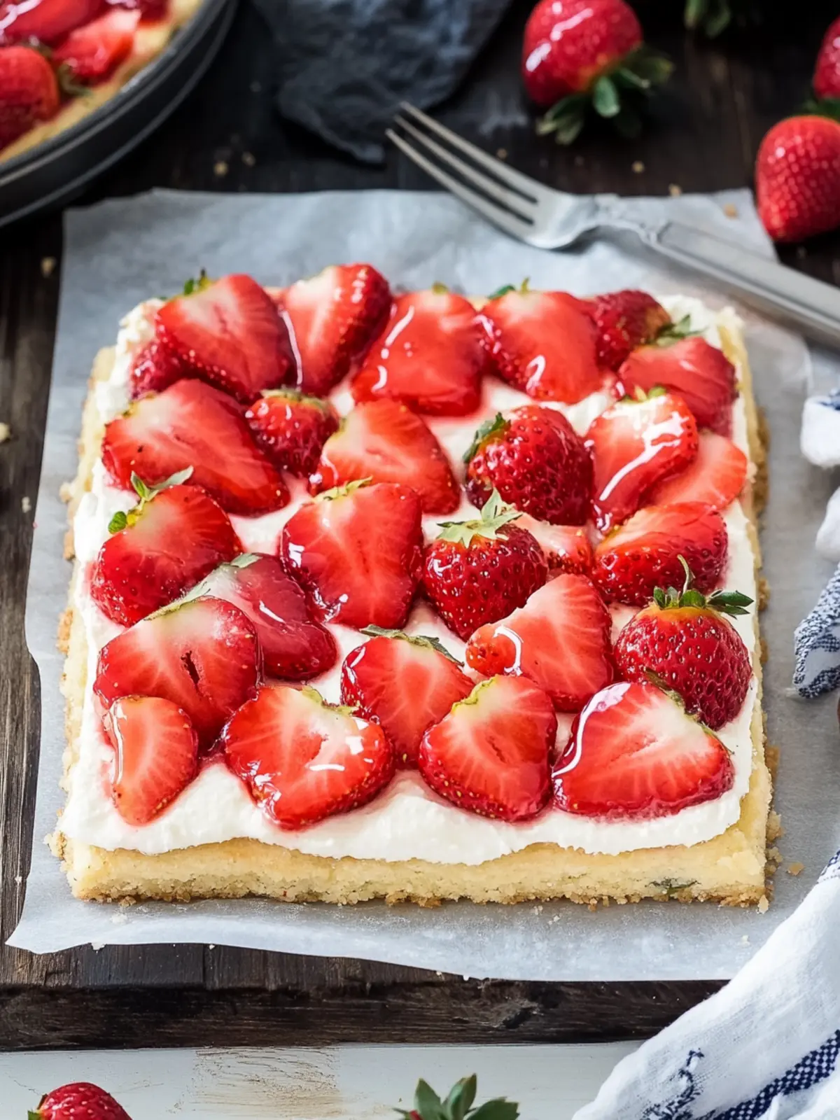 Delicious Strawberry Fruit Pizza With Glazed Strawberries Recipe