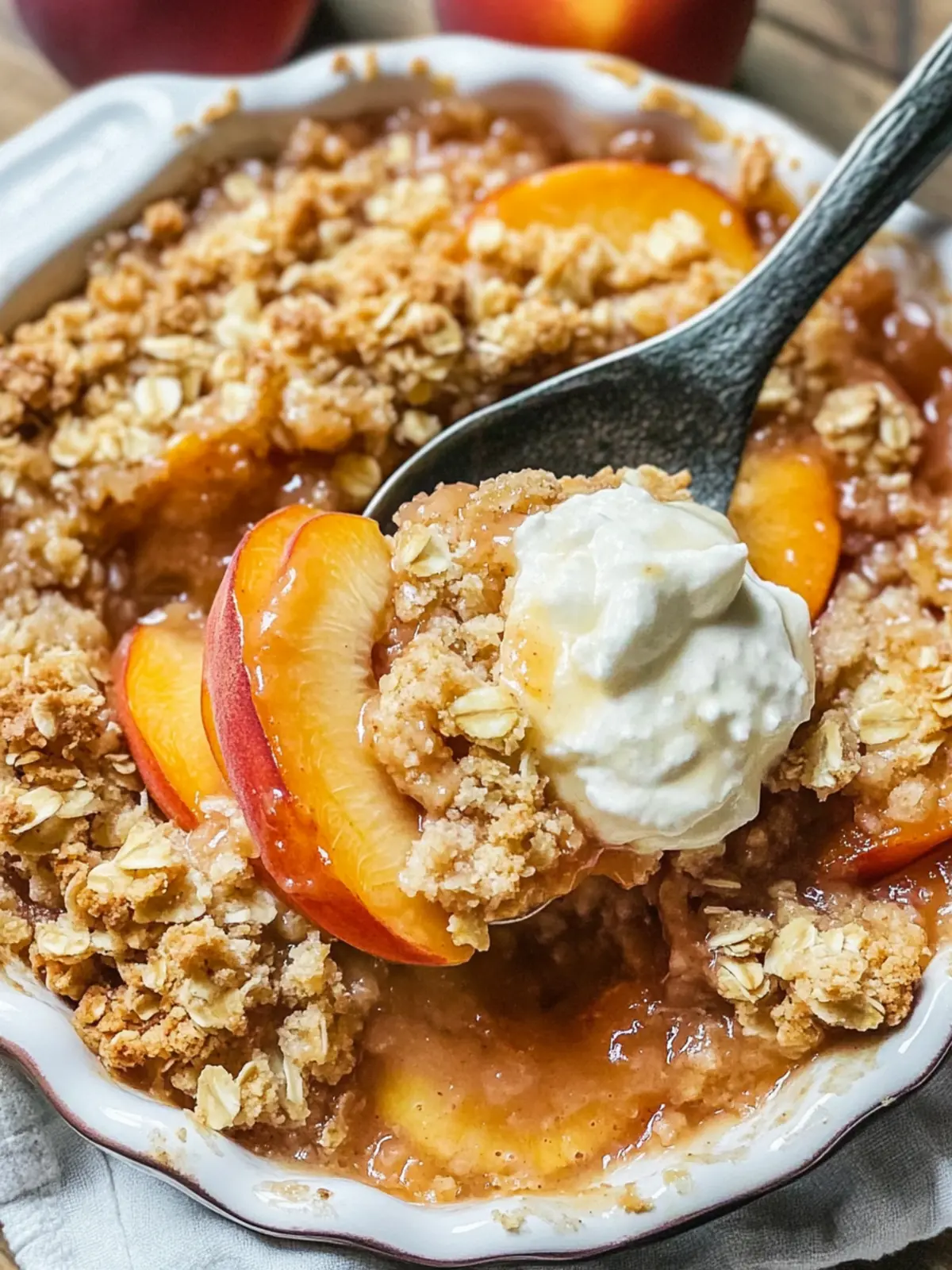 Peach crisp with fresh peaches recipe