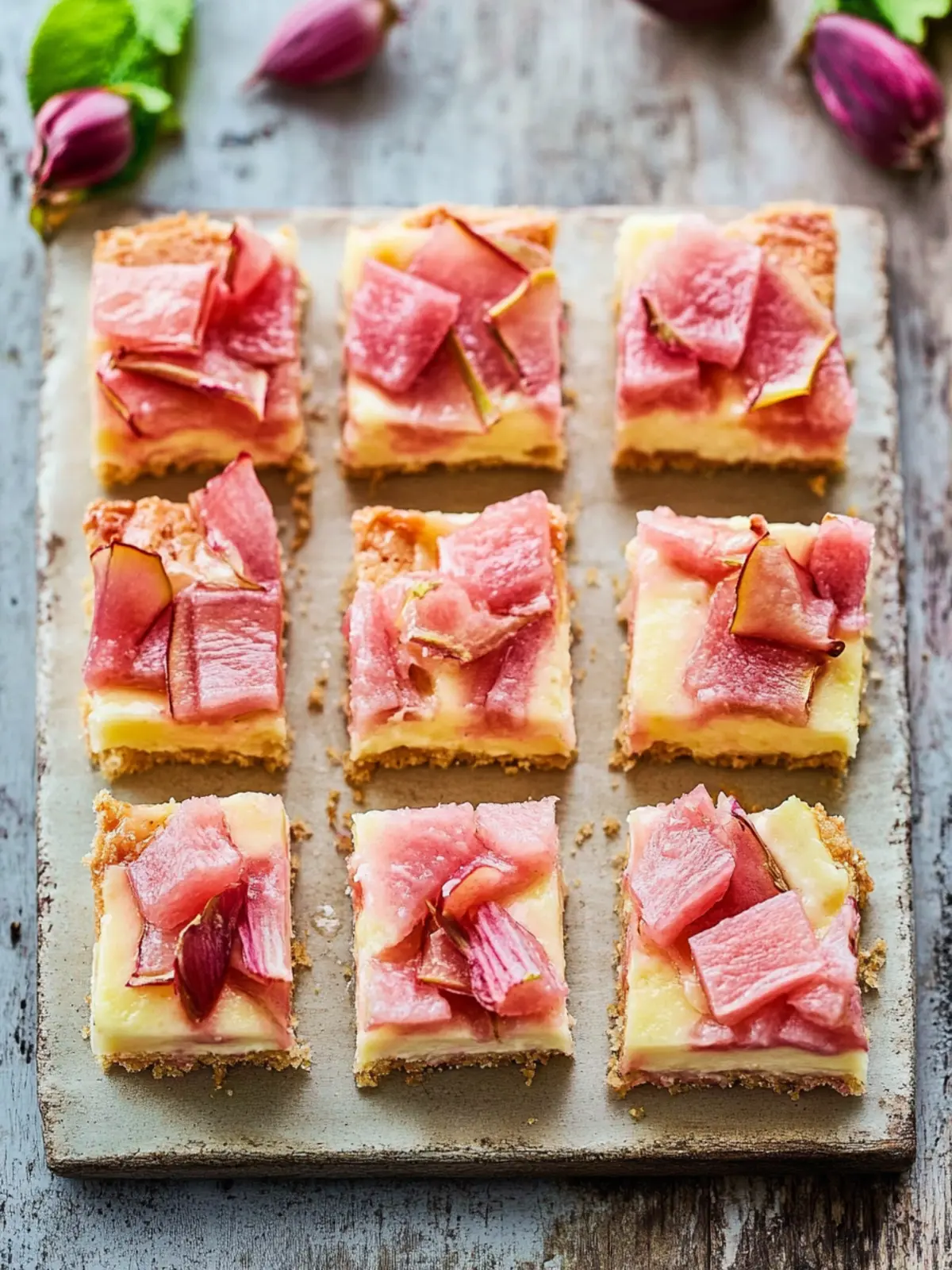 Rhubarb custard bars recipe