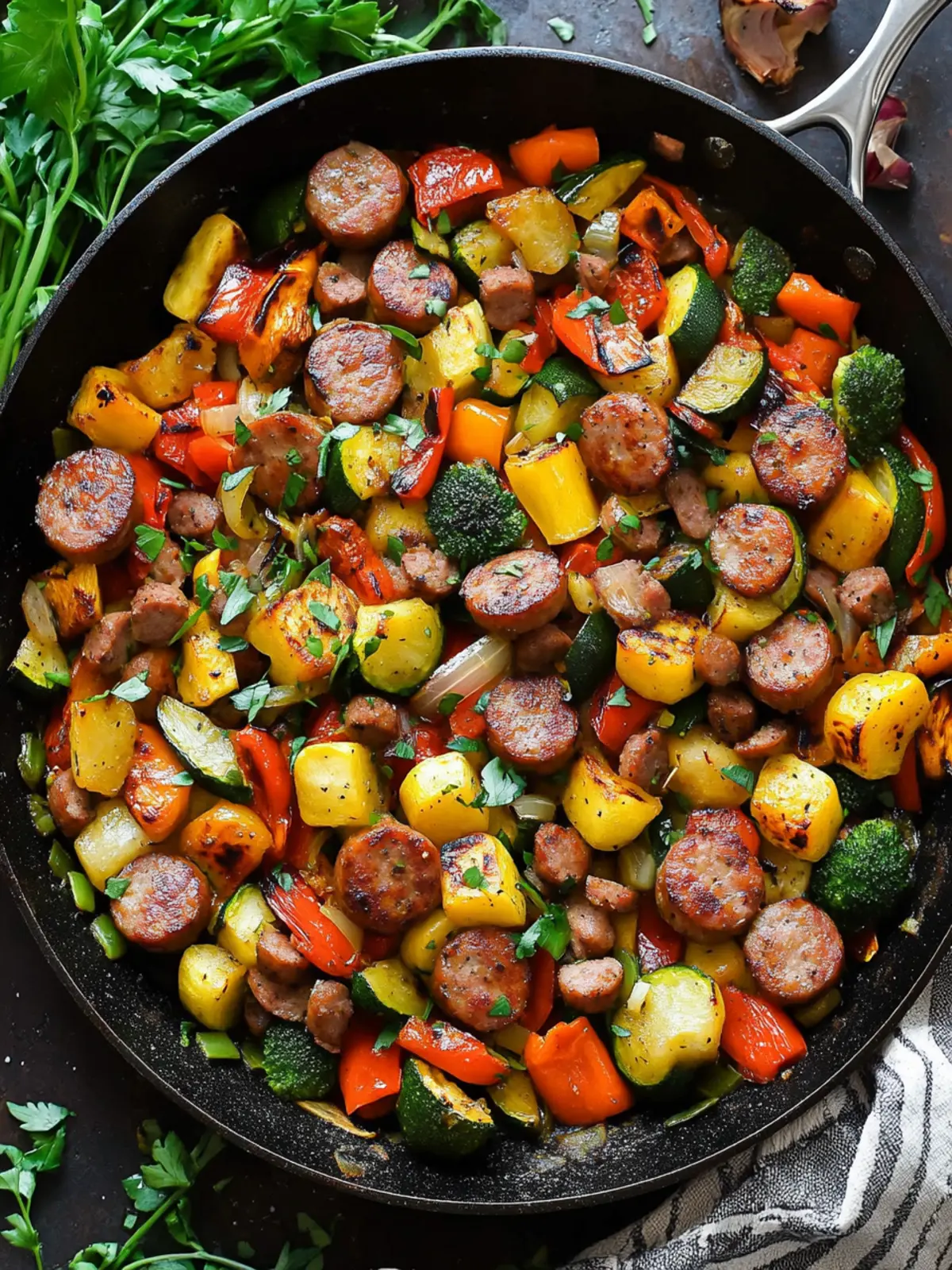Sausage and Veggies Skillet - 30 Minute, One-Pan Meal