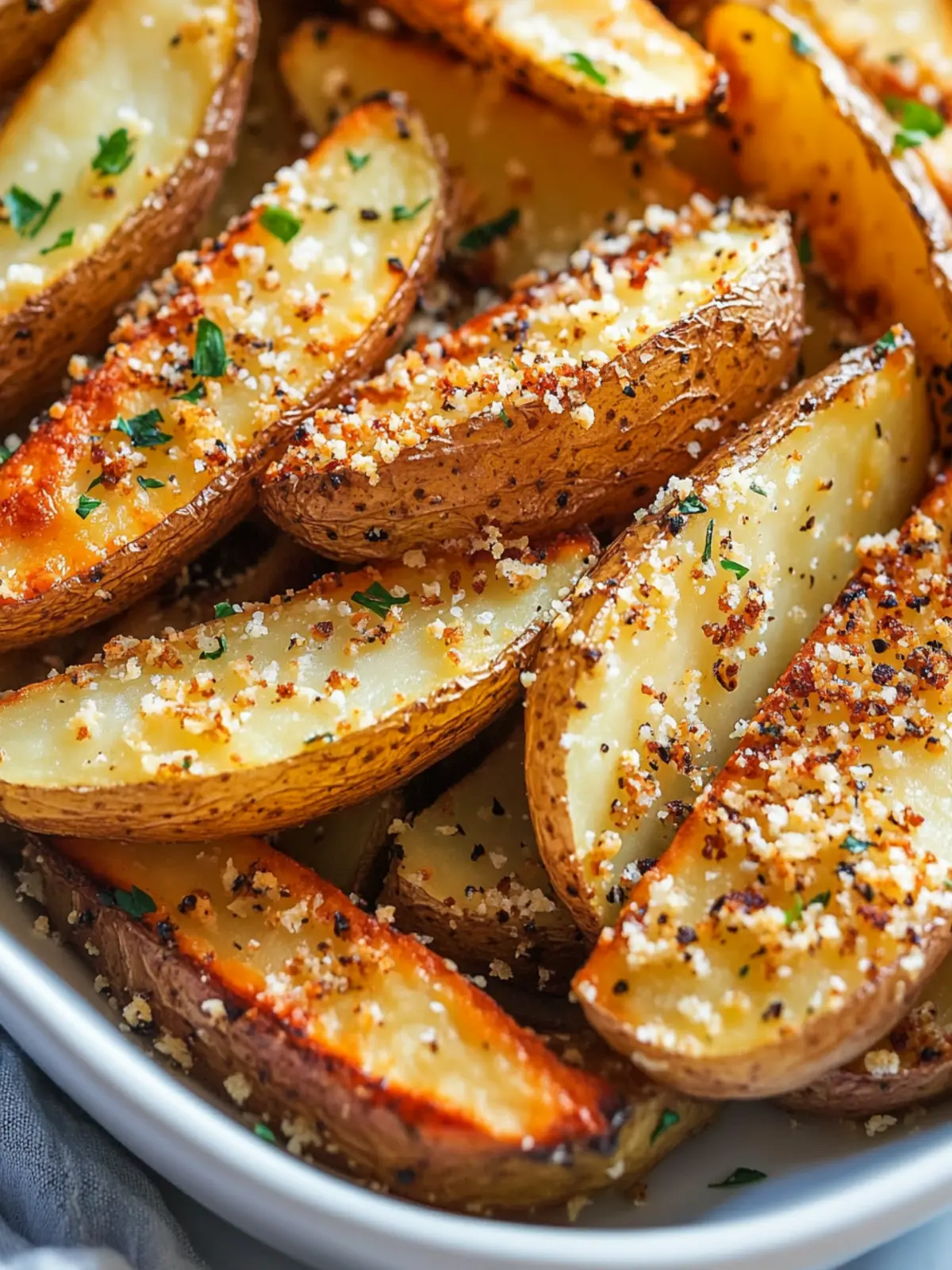 Baked Garlic Parmesan Potato Wedges - An Organized Chaos