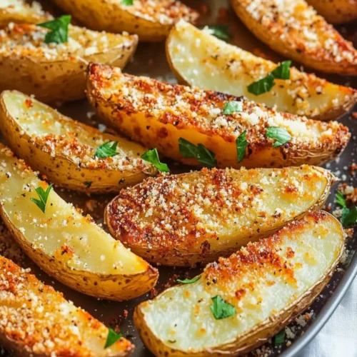 Baked Garlic Parmesan Potato Wedges - An Organized Chaos