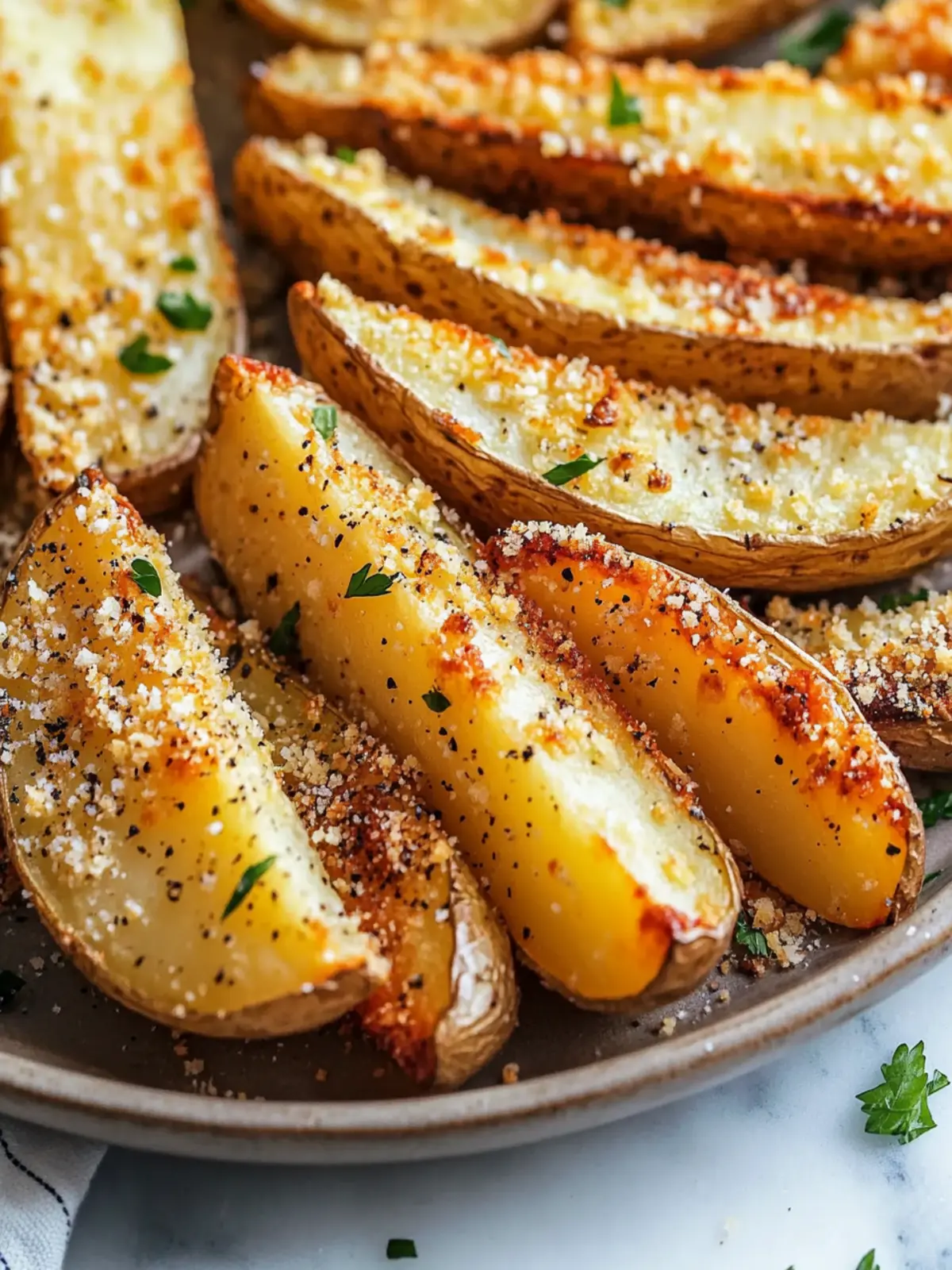 Baked Garlic Parmesan Potato Wedges - An Organized Chaos
