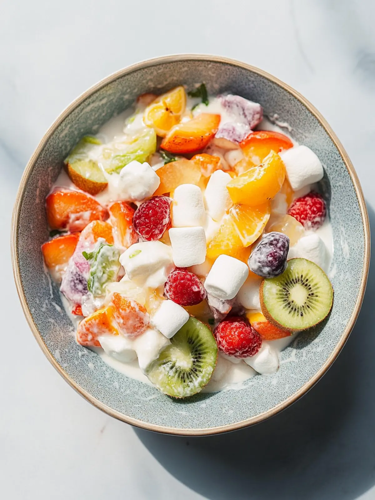 Delicious Fruit Salad with Marshmallows for a Sweet Twist